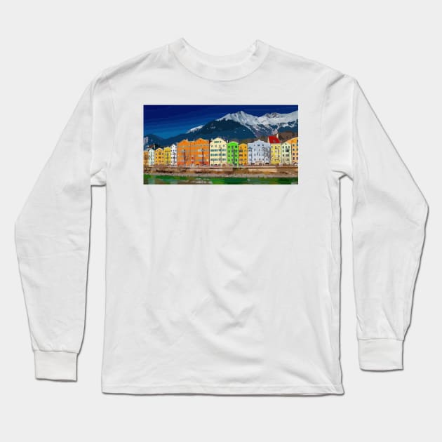 Beautiful Innsbruck Painting Long Sleeve T-Shirt by gktb